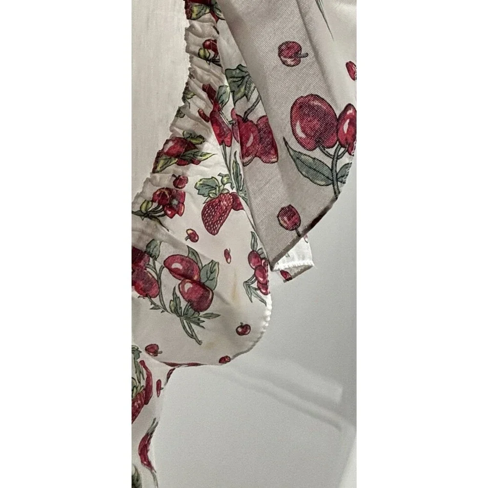 Vtg. Strawberry Apple Fruit Kitchen Cafe Curtains Valance Cottage Core Farmhouse